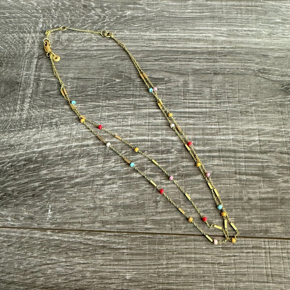 Madewell Multi Colored Bead Chain 2 Layered Necklace